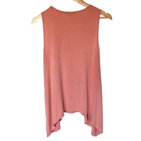 Adrianna Papell Embroidered Sharkbite Top Rose Pink Womens Medium Flowy Career - Picture 2 of 7